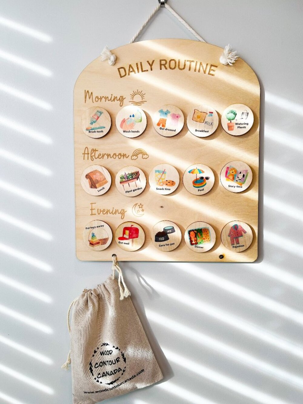Wooden Daily Routine Visual Schedule for Toddlers and Kids